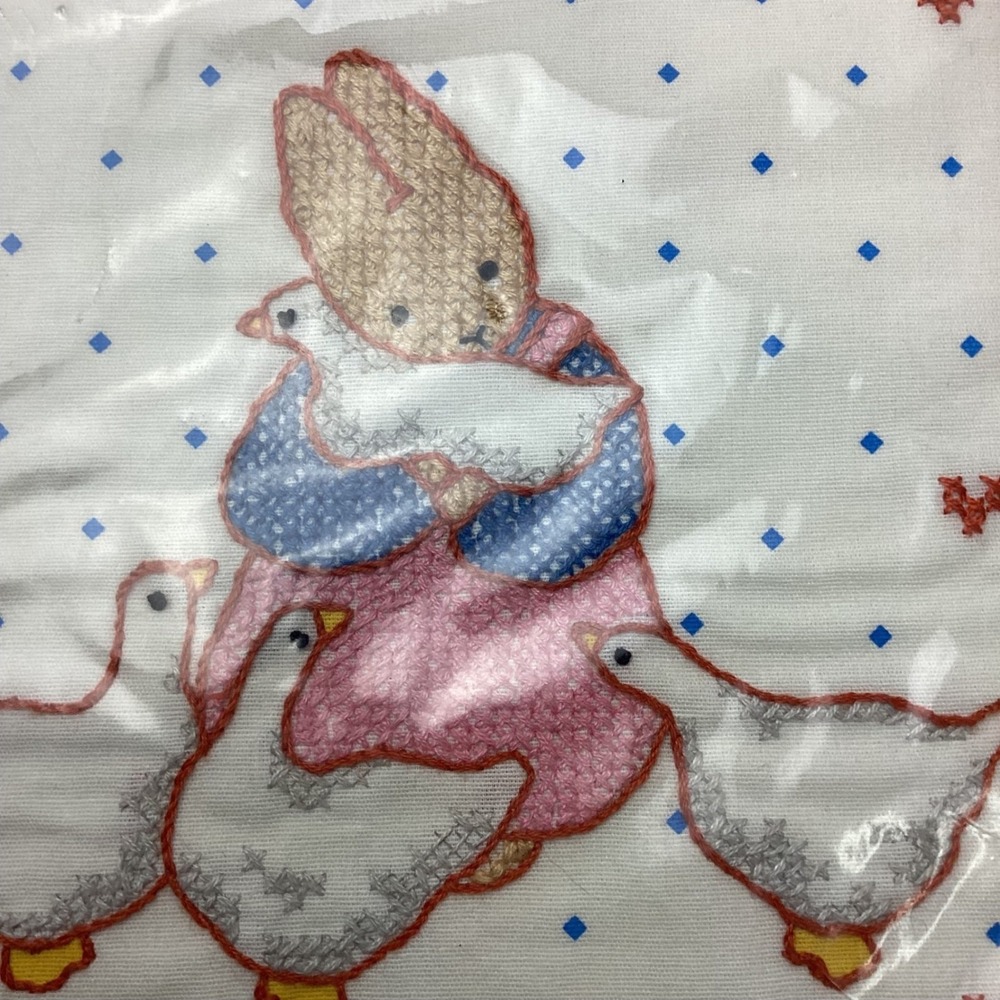 Vintage 1991 Daisy Kingdom Bucilla Stamped Cross Stitch Sampler Bunny 63275